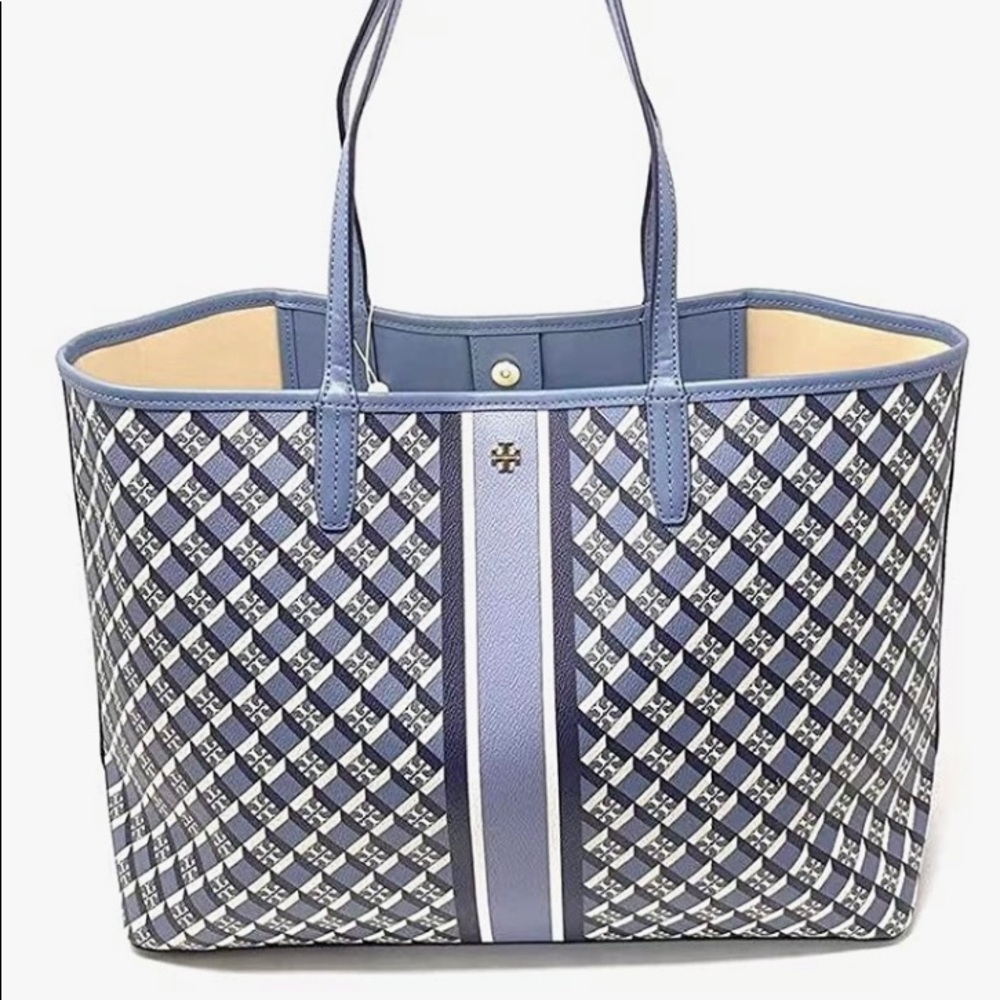 Tory Burch Navy Geo Logo Tote bag